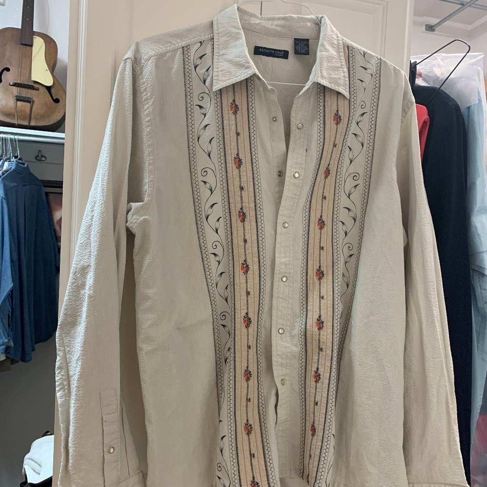 Men's Long Sleeve Button Front Pearl Snap Shirt